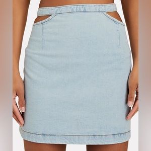 WeWoreWhat Cut-Out Denim Mini Skirt  NWT